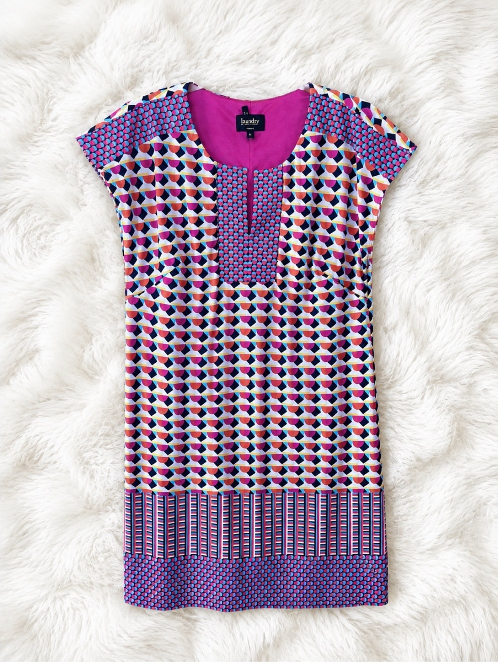 Laundry By Shelli Segal Pink Purple Multi-Color Geometric Dress